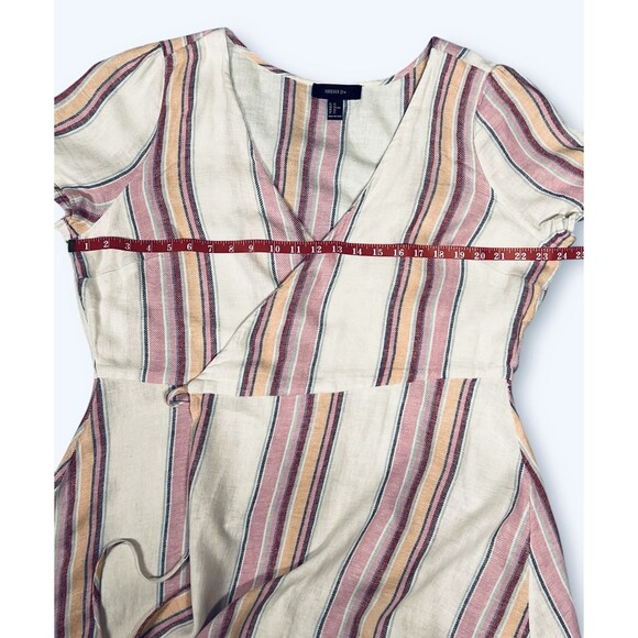 Forever 21+ Chambray Wrap Dress White Pink Orange Stripe Summer Plus Size 2X - Picture 11 of 14